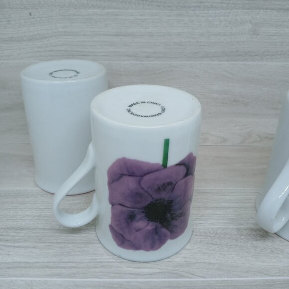 Vintage Bandwagon Inc. Ceramic Flower Coffee Cups Set of 3 - Picture 7 of 11